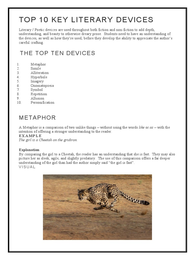 Top 10 Key Literary Devices | PDF | Metaphor
