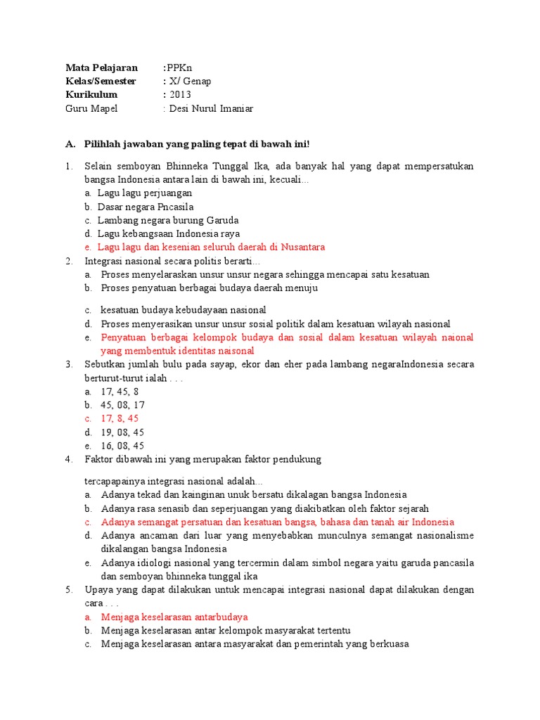 Contoh Soal PPKn Kelas 4 Semester Genap: Persiapan Ujian Akhir