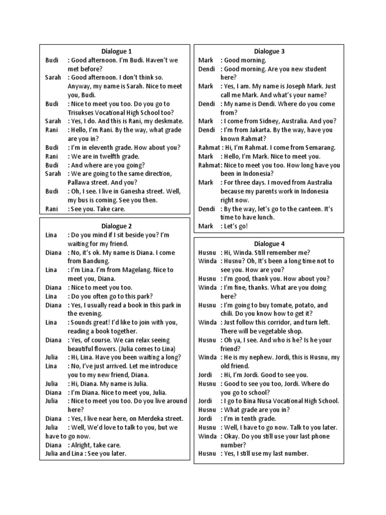 Student Dialogues for English Practice | PDF