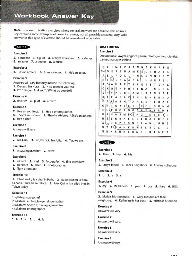 Workbook Answer Key Overview | PDF
