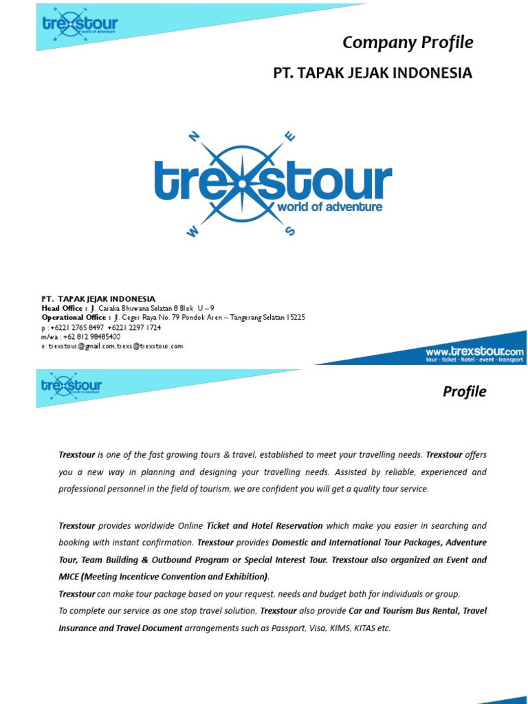Company Profile of Trexstour Tours | PDF | Service Industries | Transport