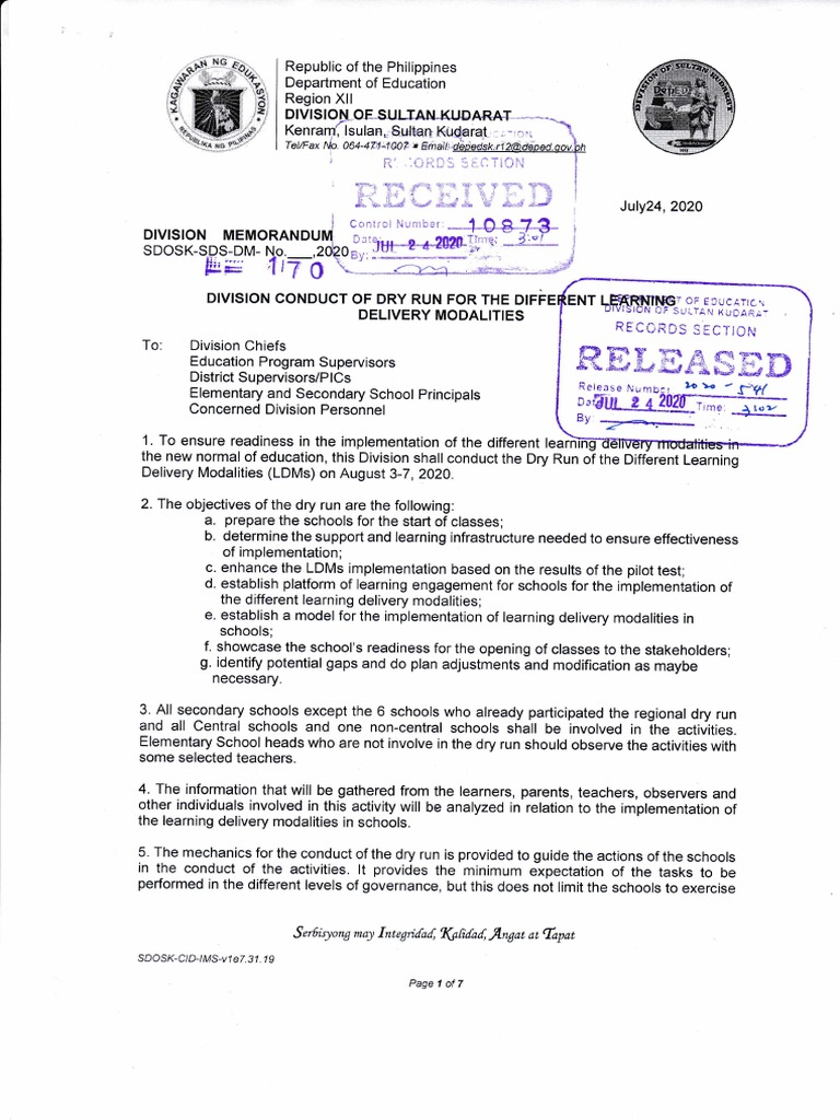 Dry Run for Learning Delivery Modalities | PDF | Learning | Educational ...