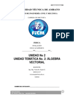 Fisica 0 Unidad 1 Unidad Temática 2. Algebra Vectorial