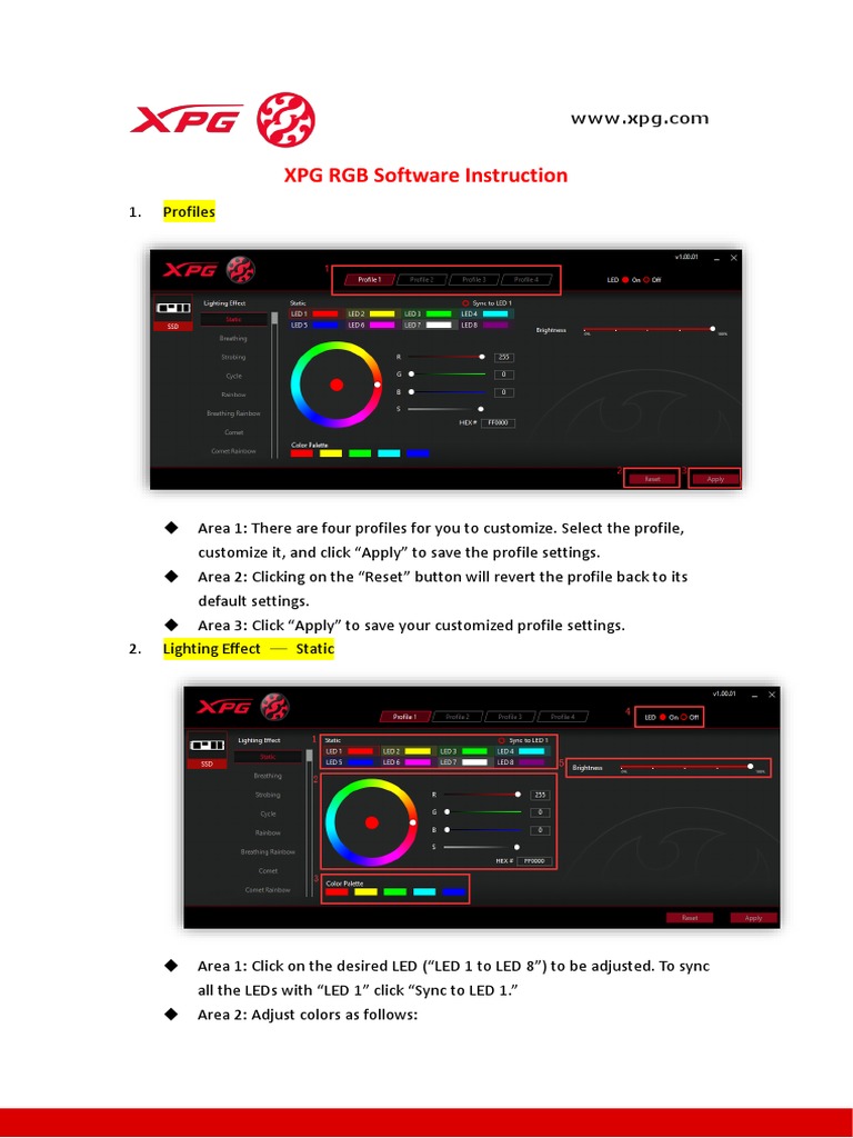 XPG RGB Software User Guide | PDF | Rgb Color Model | Color