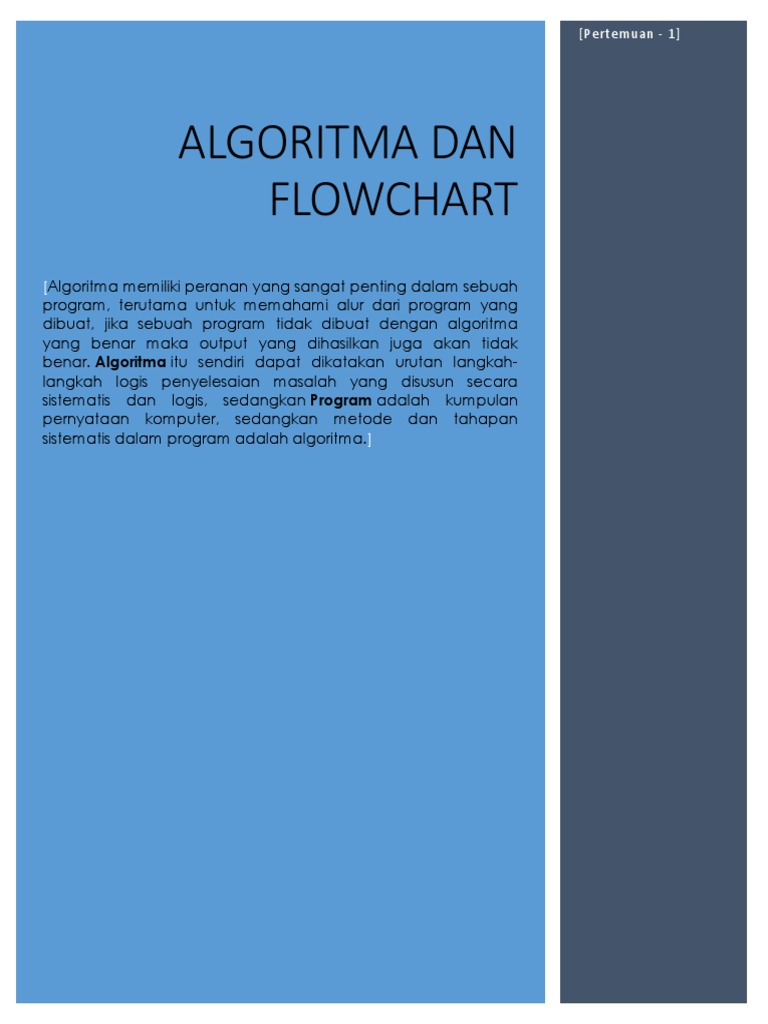 Pertemuan-1 Algoritma Dan Flowchart | PDF | Komputer