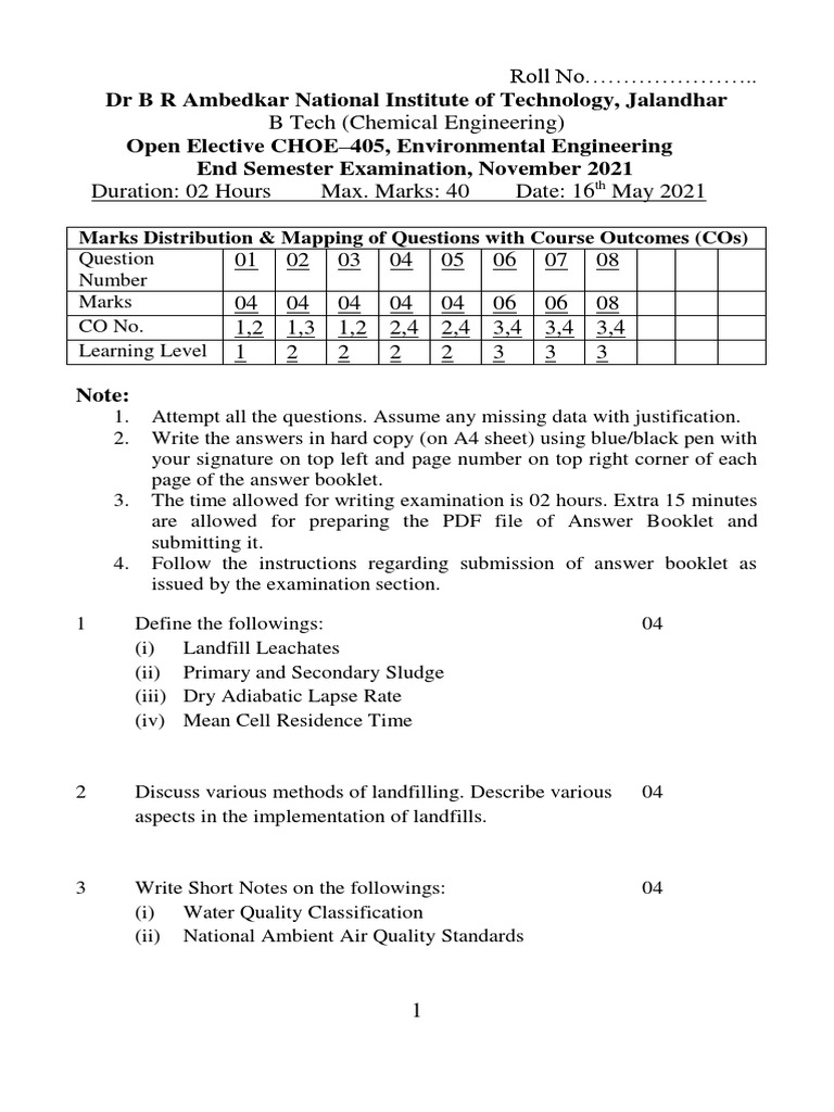 Environmental Engineering Practice Set | PDF | Sewage Treatment | Water