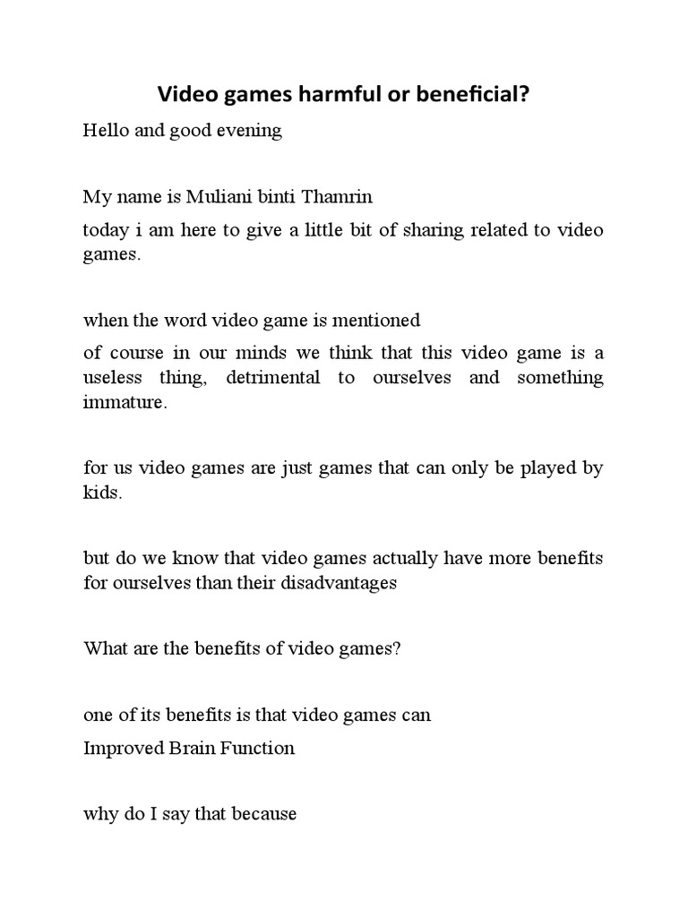 Benefits of Video Games PDF Video Games Cognitive Science
