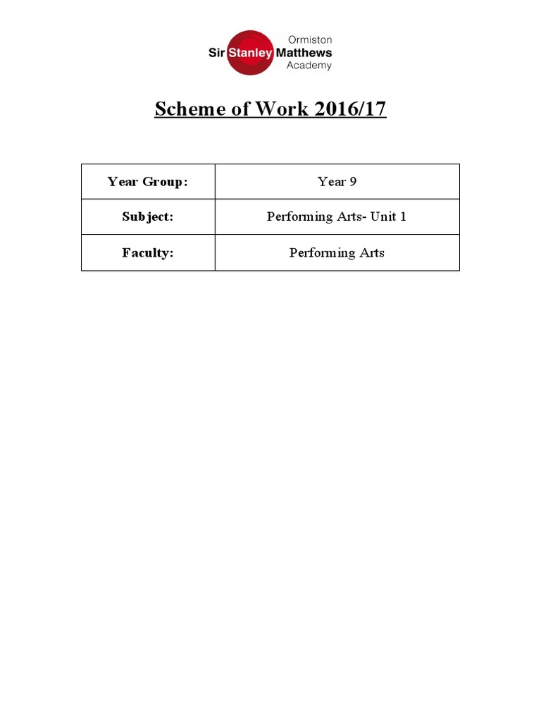Year 9 Performing Arts | PDF | Worksheet | Teachers