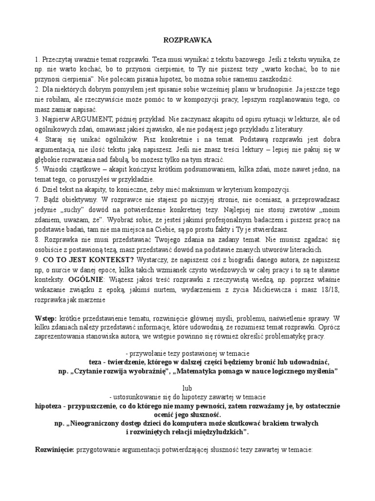 Rozprawka - Jak Napisać | PDF