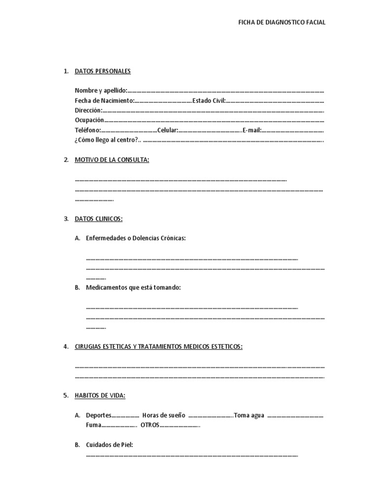 Ficha de Diagnostico Facial