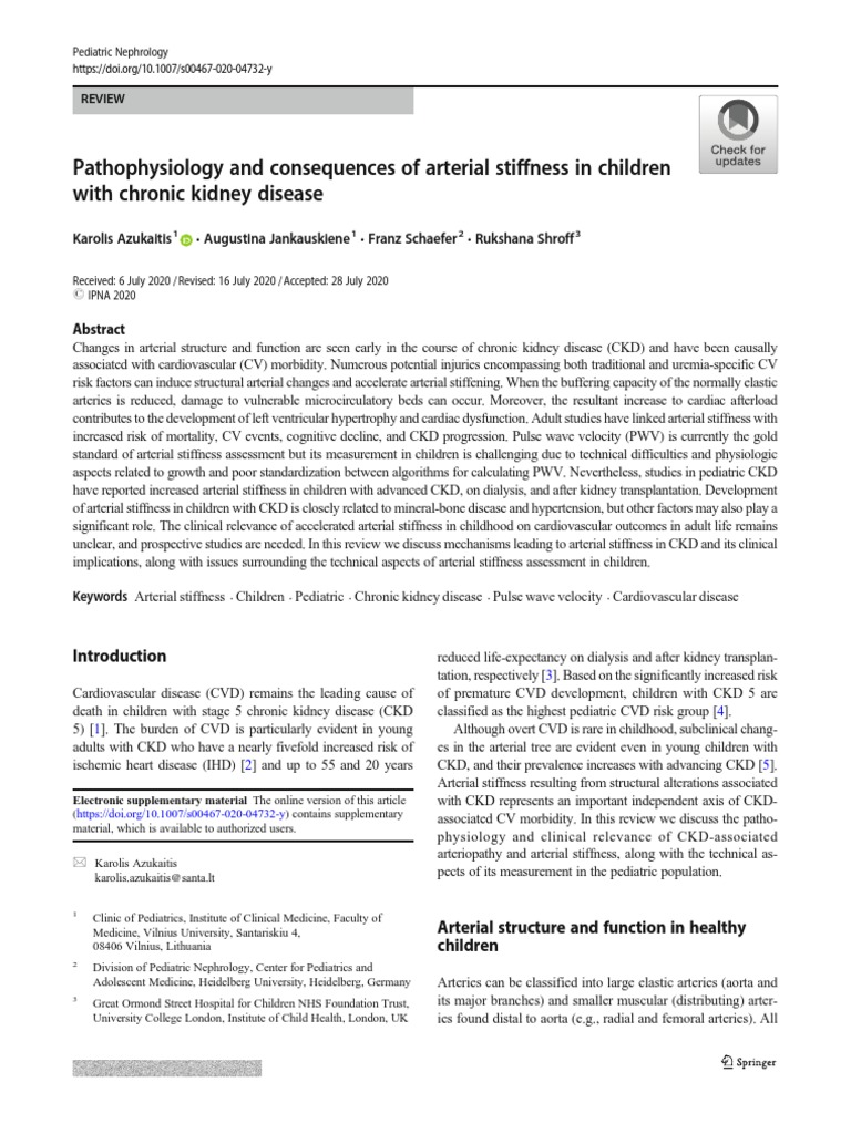 Arterial Stiffness in Pediatric CKD | PDF | Chronic Kidney Disease | Artery