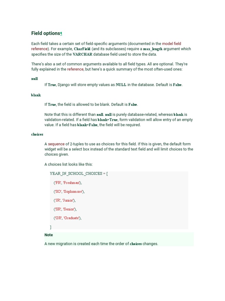 Field Options | PDF