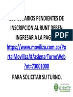 LOS USUARIOS PENDIENTES DE INSCRIPCION AL RUNT DEBEN INGRESAR A LA PAGINA Https