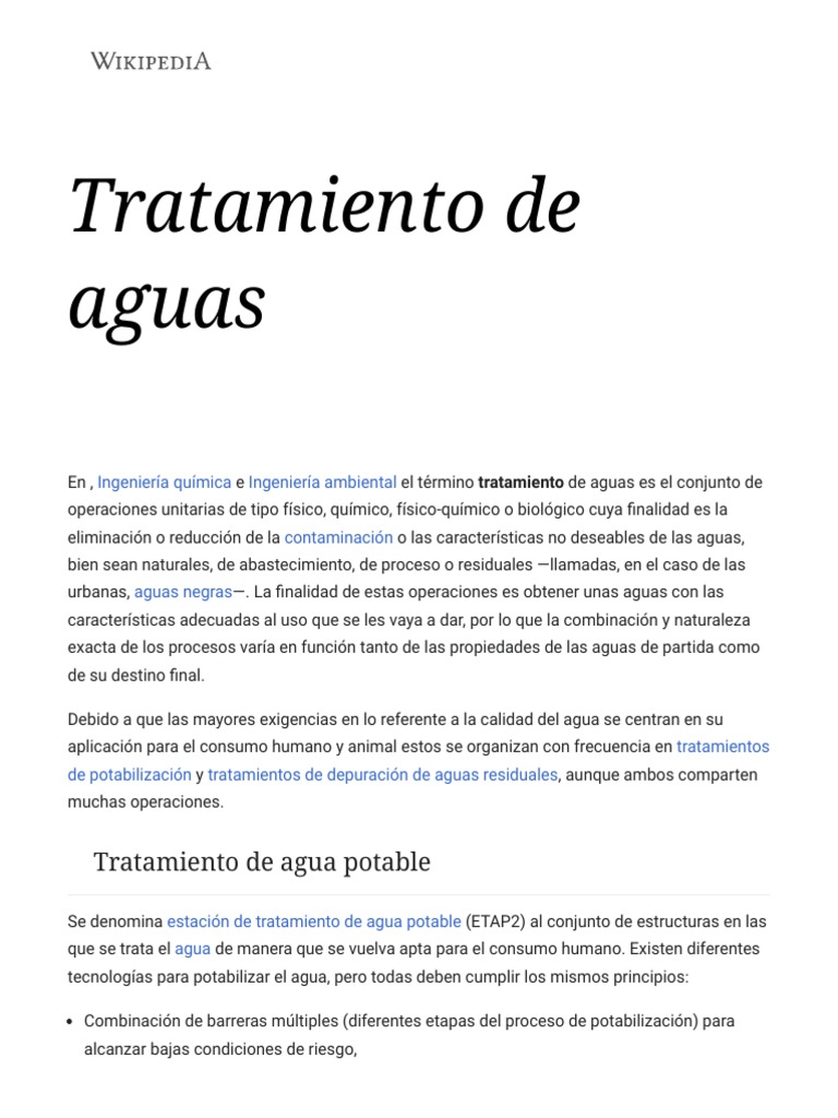 Tratamiento de aguas residuales - Wikipedia, la enciclopedia libre