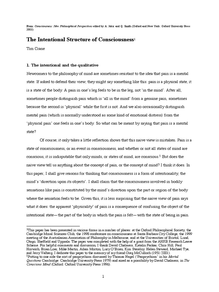 The Intentional Structure | PDF | Qualia | Consciousness