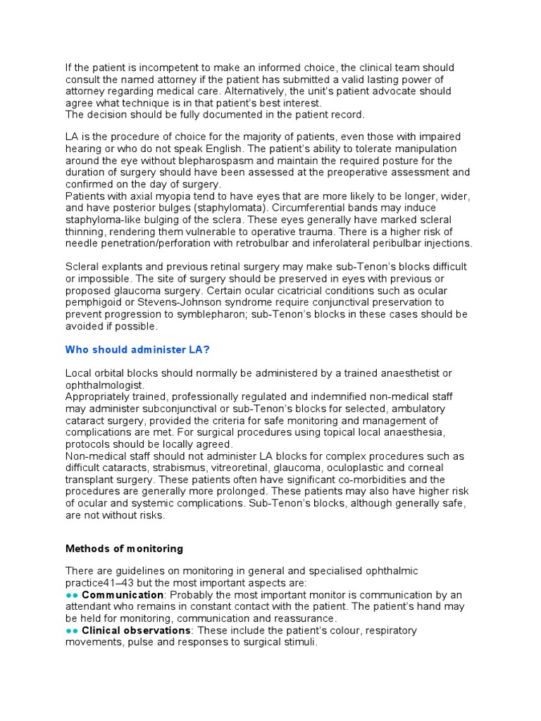 Anaesthesia RCOphth Guidelines | PDF | Surgery | Anesthesia