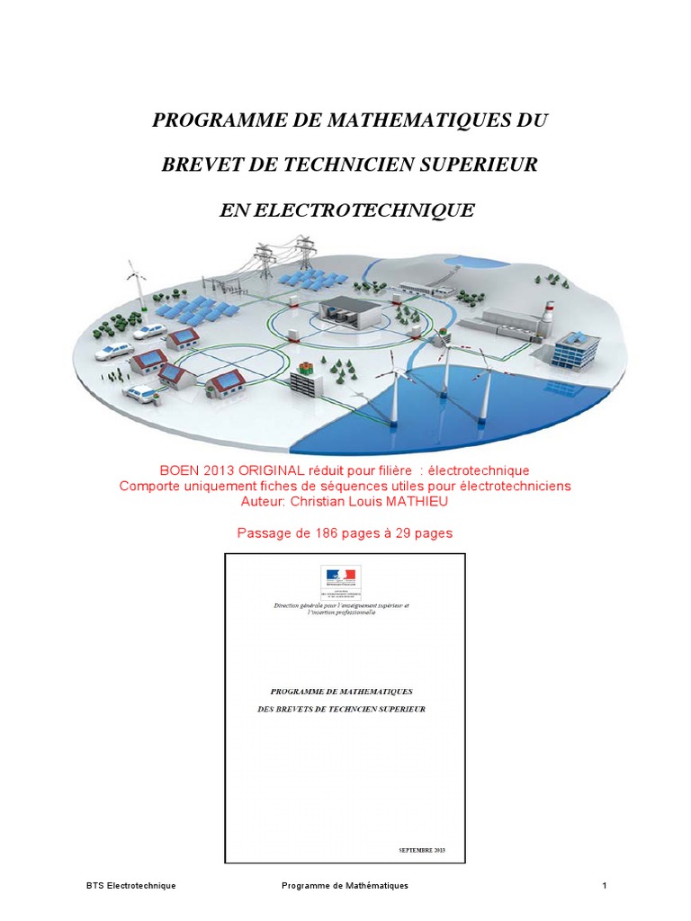 Programme Maths BTS Électrotechnique | PDF | Équations | Mathématiques