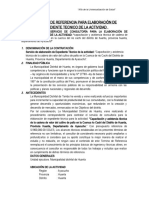 TÉRMINOS DE REFERENCIA PARA ELABORACIÓN DE EXPEDIENTE TECNICO DE LA ACTIVIDAD