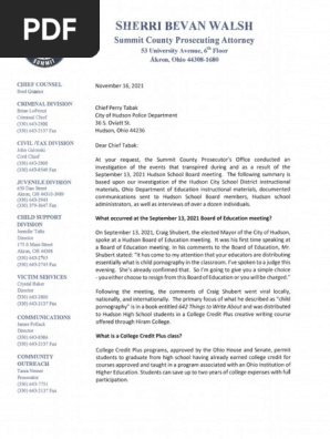 Hudson School Board Report
