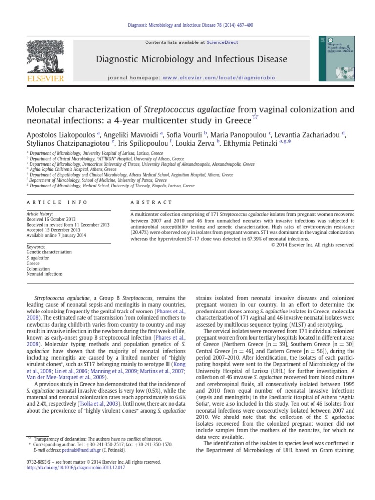 Molecular Characterization of Streptococcus Agalactiae From Vaginal ...