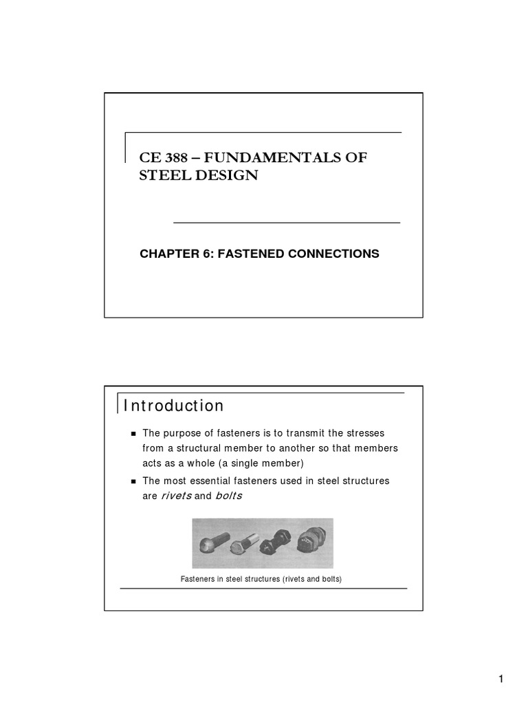 Chapter 6 - Fastened Connections | PDF | Rivet | Stress (Mechanics)