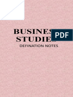 Business Studies: Defination Notes