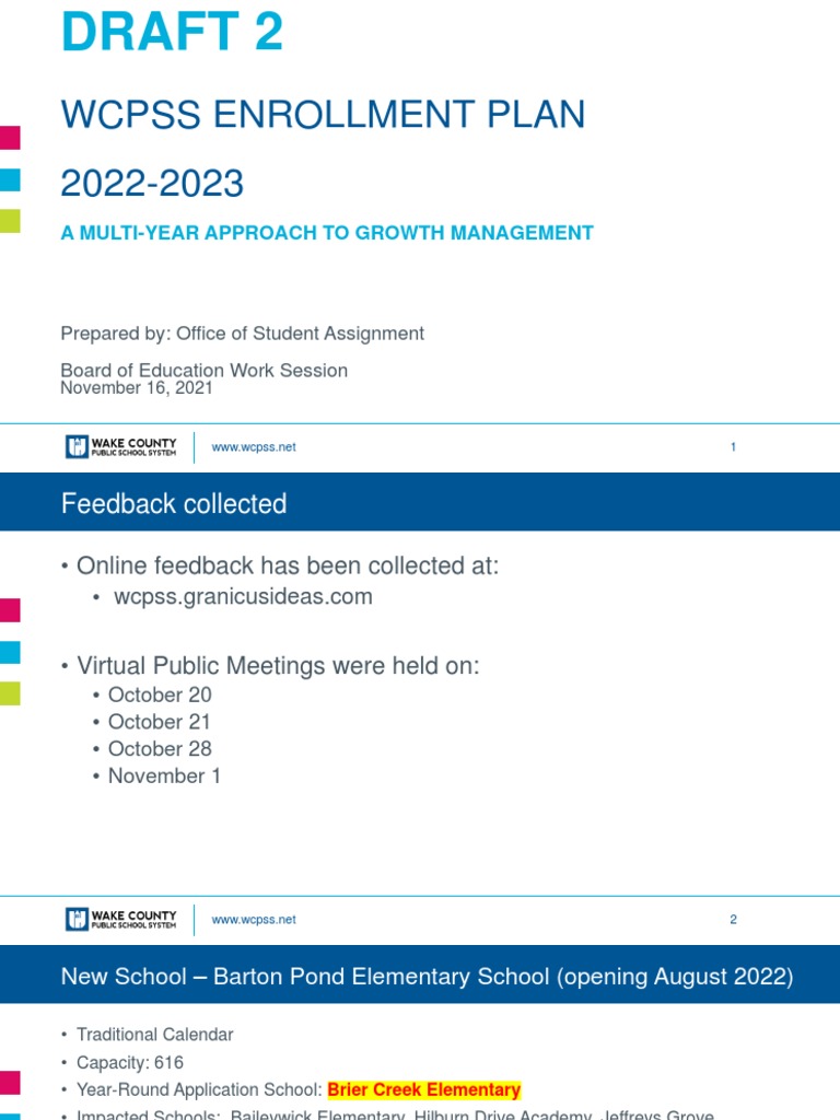 Draft 2 WCPSS 2022-23 Student Enrollment Plan | PDF
