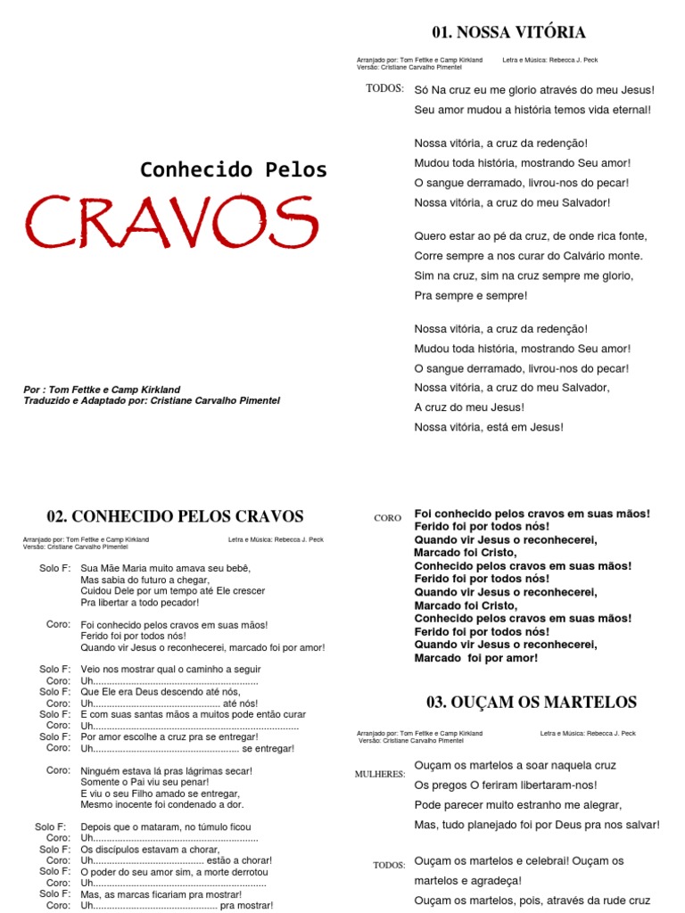 Conhecido pelos Cravos: Letra e Música | PDF | Jesus | Amor