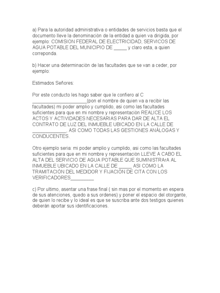 Machote Carta Poder Simple