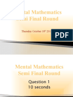 Mental Mathematics Marathon Semi-Final 2012 Powerpoint