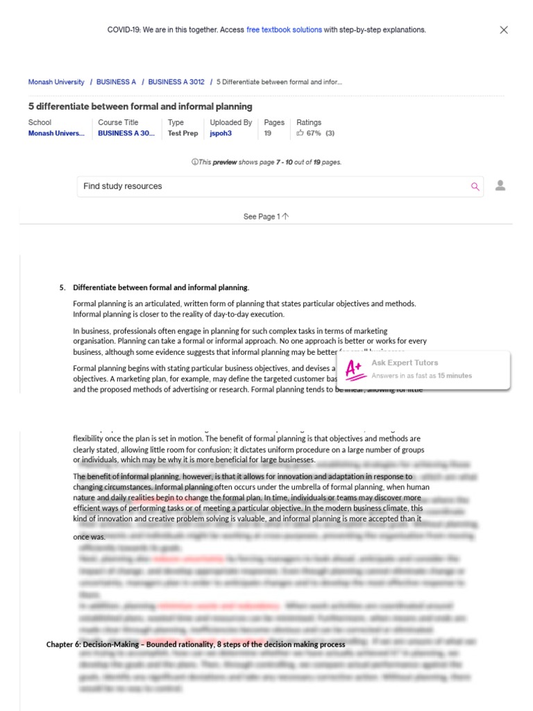 5 Differentiate Between Formal and Informal Planning Formal Planning Is ...