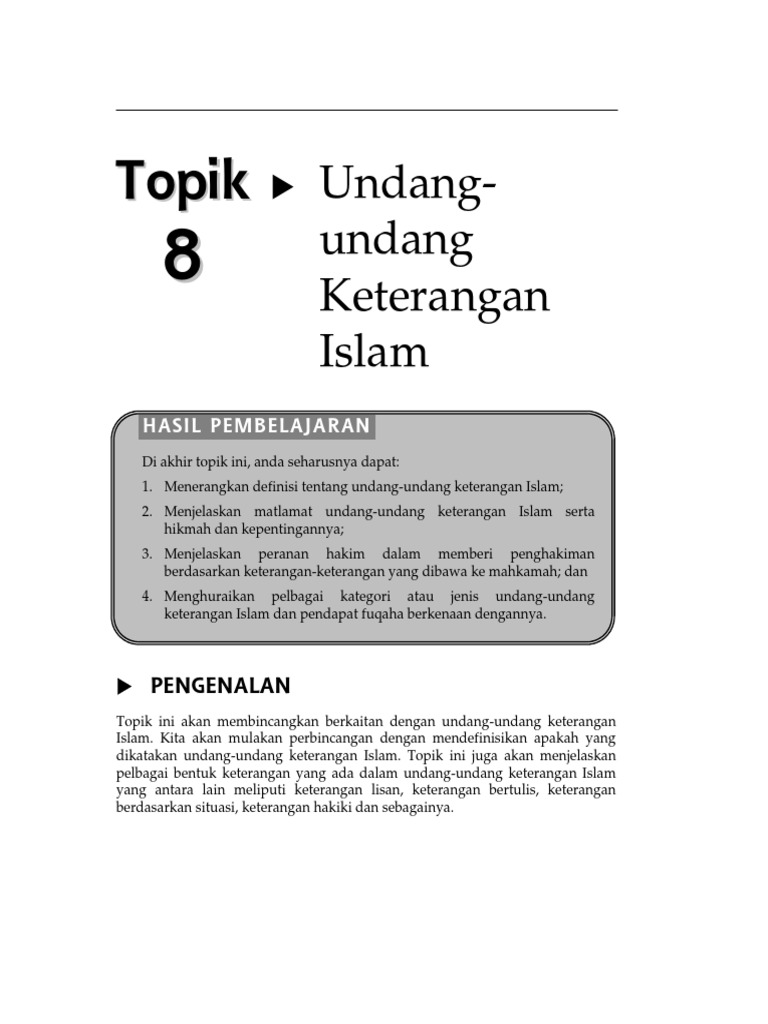 229575511 Topik 8 Undang Undang Keterangan Islam Pdf
