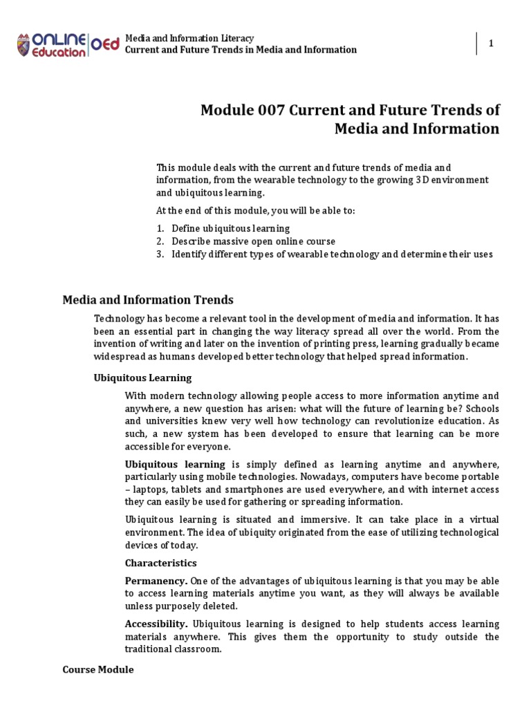 Trends in Media and Information Literacy | PDF | Massive Open Online ...