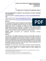 La Comunicación Oral en Ingles para La Formacion Del Profesional. RETOS