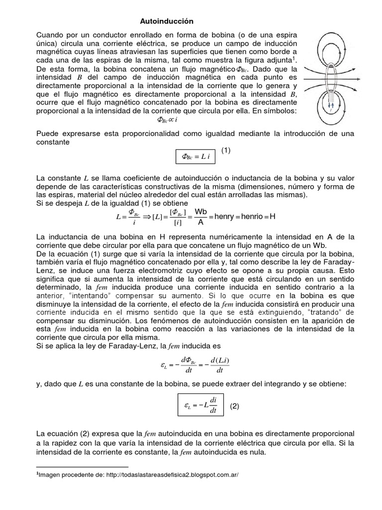 Apunte Autoinducción | PDF | Inductor | Inductancia