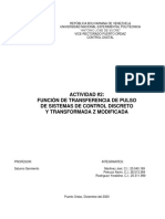 Actividad #2 Función de Transferencia de Pulso de Sistemas de Control Discreto y Transformada Z Modificada