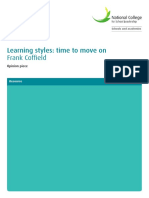 Learning Styles - Is It Time To Move On - Opinion Piece by Coffield