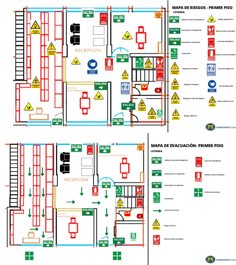 Mapa de Riesgos y Evacuación - Primer Piso | PDF