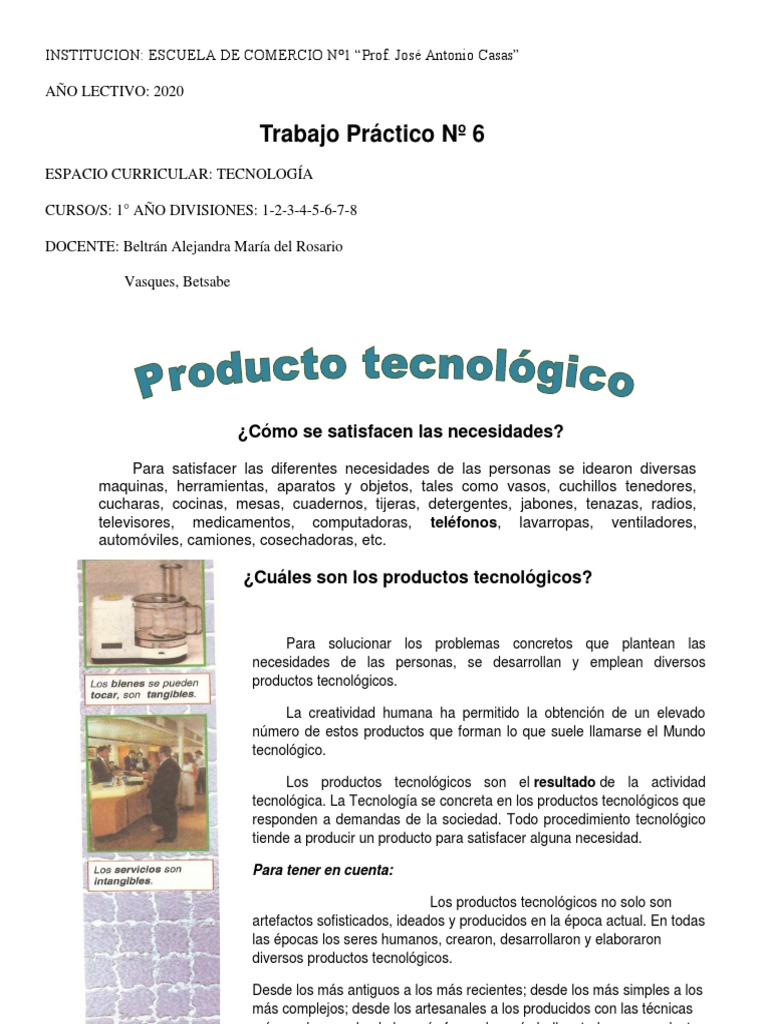 Tecno 1a tp6 | PDF | Bienes