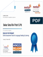 Certificate For Sekar Seta Rivi Putri S.PD For - Form Registration MB MTA - ...