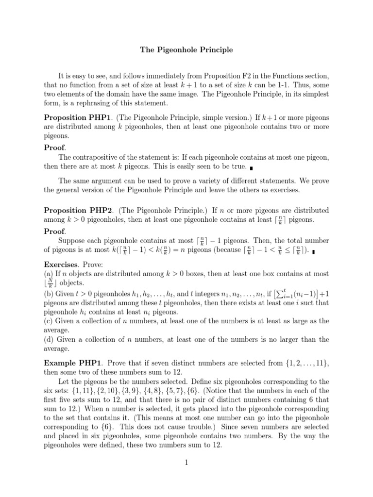 Pigeonhole | PDF | Integer | Mathematical Analysis