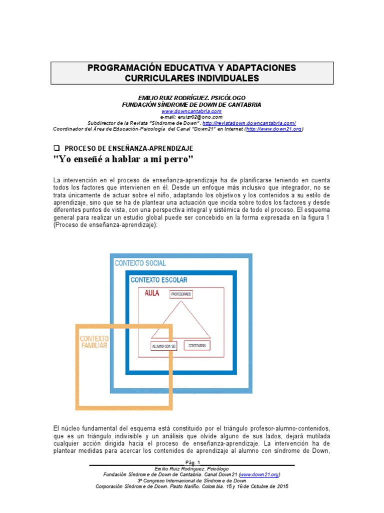 Adaptaciones Curriculares para Niños con SD | PDF | Plan de estudios ...