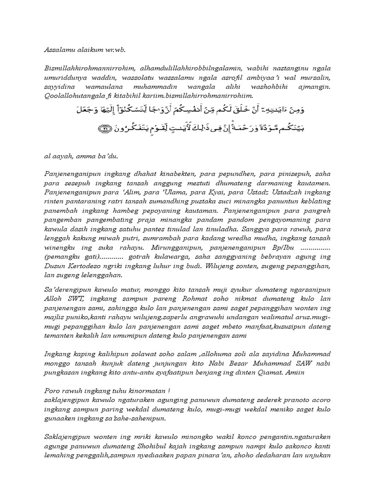 Atur Pasrah Temanten Putri Singkat | PDF