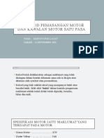 Merekod Pemasangan Motor Dan Kawalan Motor Satu Fasa