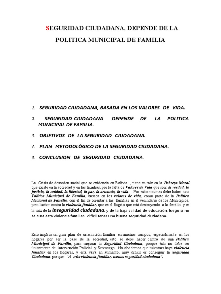 Seguridad Ciudadana y Política Familiar | PDF | Valores | Ideologías ...