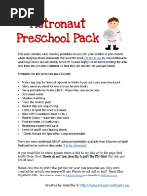 Astronaut Preschool Pack
