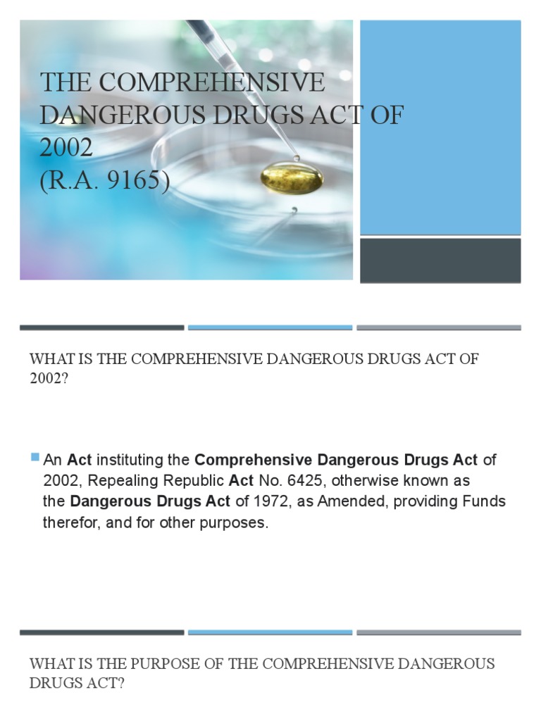 The Comprehensive Dangerous Drugs Act of 2002 PDF Social Aspects Of