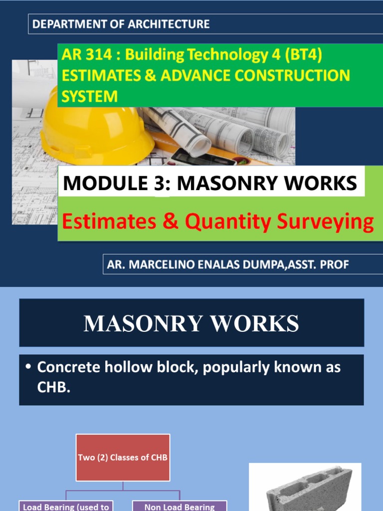 Module 3 (Part 1) PDF Masonry Mortar (Masonry)