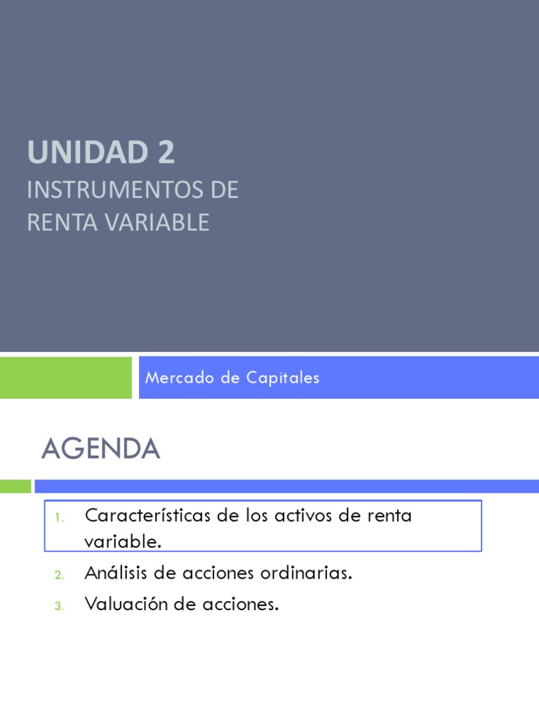 Instrumentos de Renta Variable: Acciones | PDF | Compartir (Finanzas ...