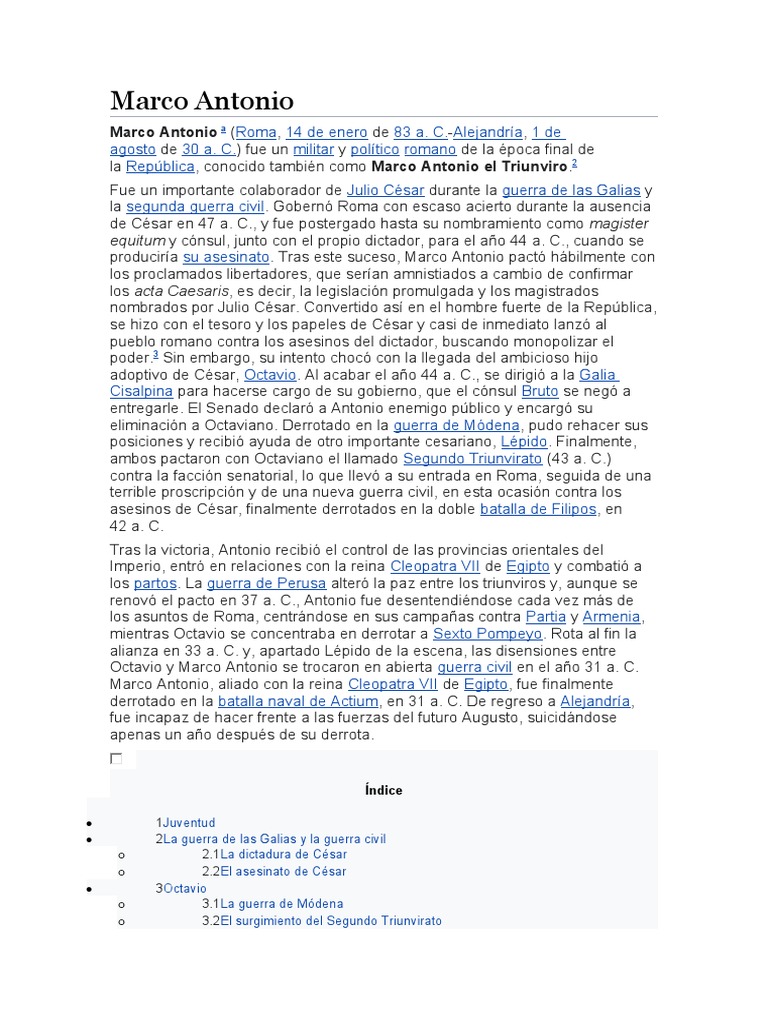 Marco Antonio Download Free PDF Mark Antony Julio César